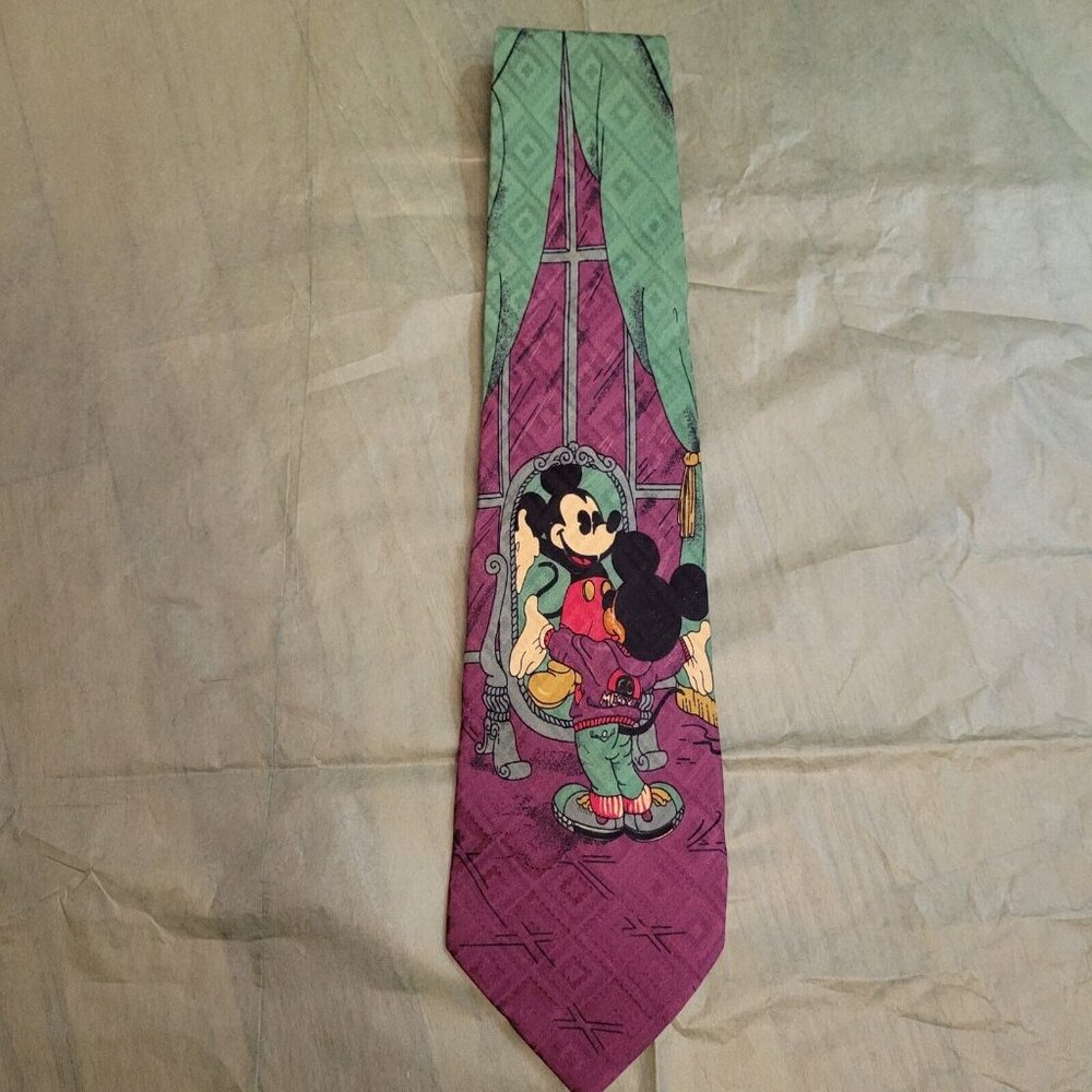 Mickey & Co Atlas Design 100% Silk Necktie Vintage Mickey -Made In Italy